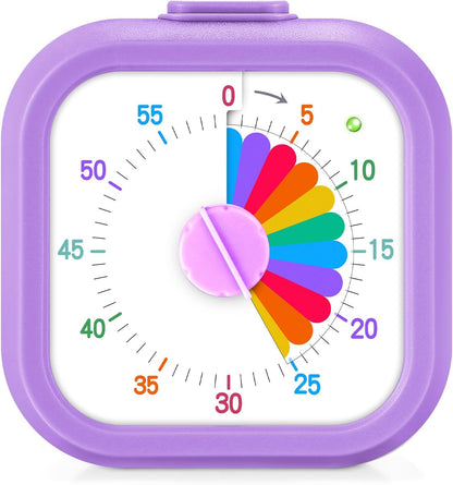 Visual Timer for Kids, 60 Minute Time Digital Pomodoro Timer Countdown with Silent Pause Function for Classroom Kitchen Study Cooking Meetings ADHD Rainbow Pattern(Blue)