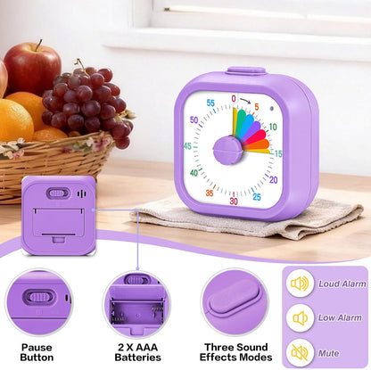 Visual Timer for Kids, 60 Minute Time Digital Pomodoro Timer Countdown with Silent Pause Function for Classroom Kitchen Study Cooking Meetings ADHD Rainbow Pattern(Blue)