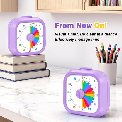 Visual Timer for Kids, 60 Minute Time Digital Pomodoro Timer Countdown with Silent Pause Function for Classroom Kitchen Study Cooking Meetings ADHD Rainbow Pattern(Blue)