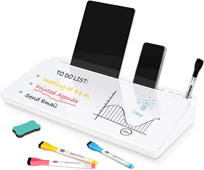 Glass Desk Whiteboard Small Dry Erase Board, White