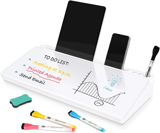 Glass Desk Whiteboard Small Dry Erase Board, White