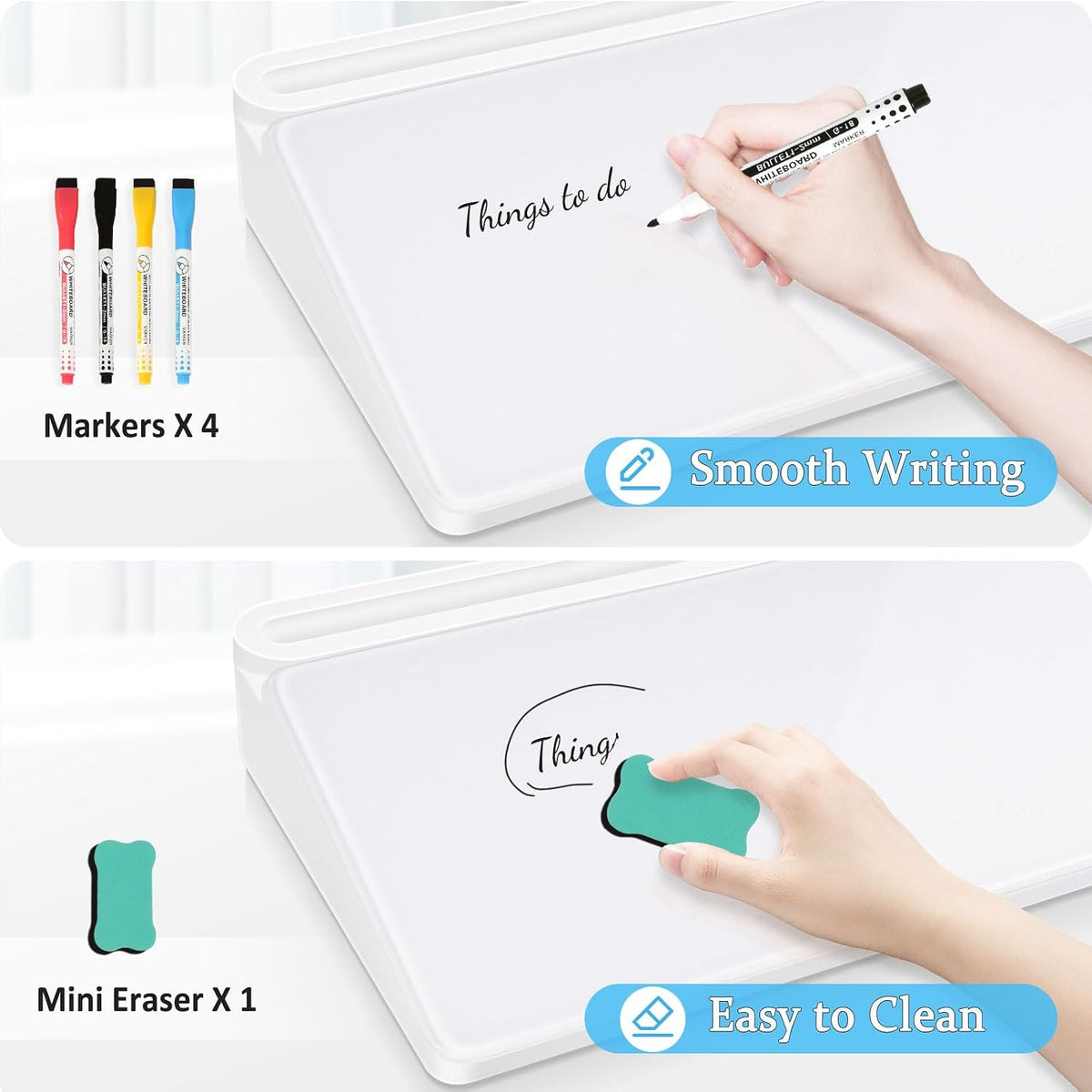Glass Desk Whiteboard Small Dry Erase Board, White