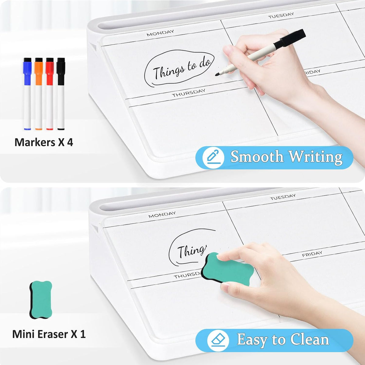 Glass Desk Whiteboard Small Dry Erase Board, White