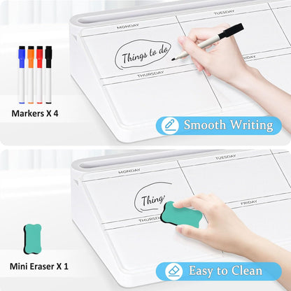Glass Desk Whiteboard Small Dry Erase Board, White
