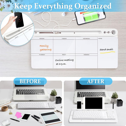 Glass Desk Whiteboard Small Dry Erase Board, White