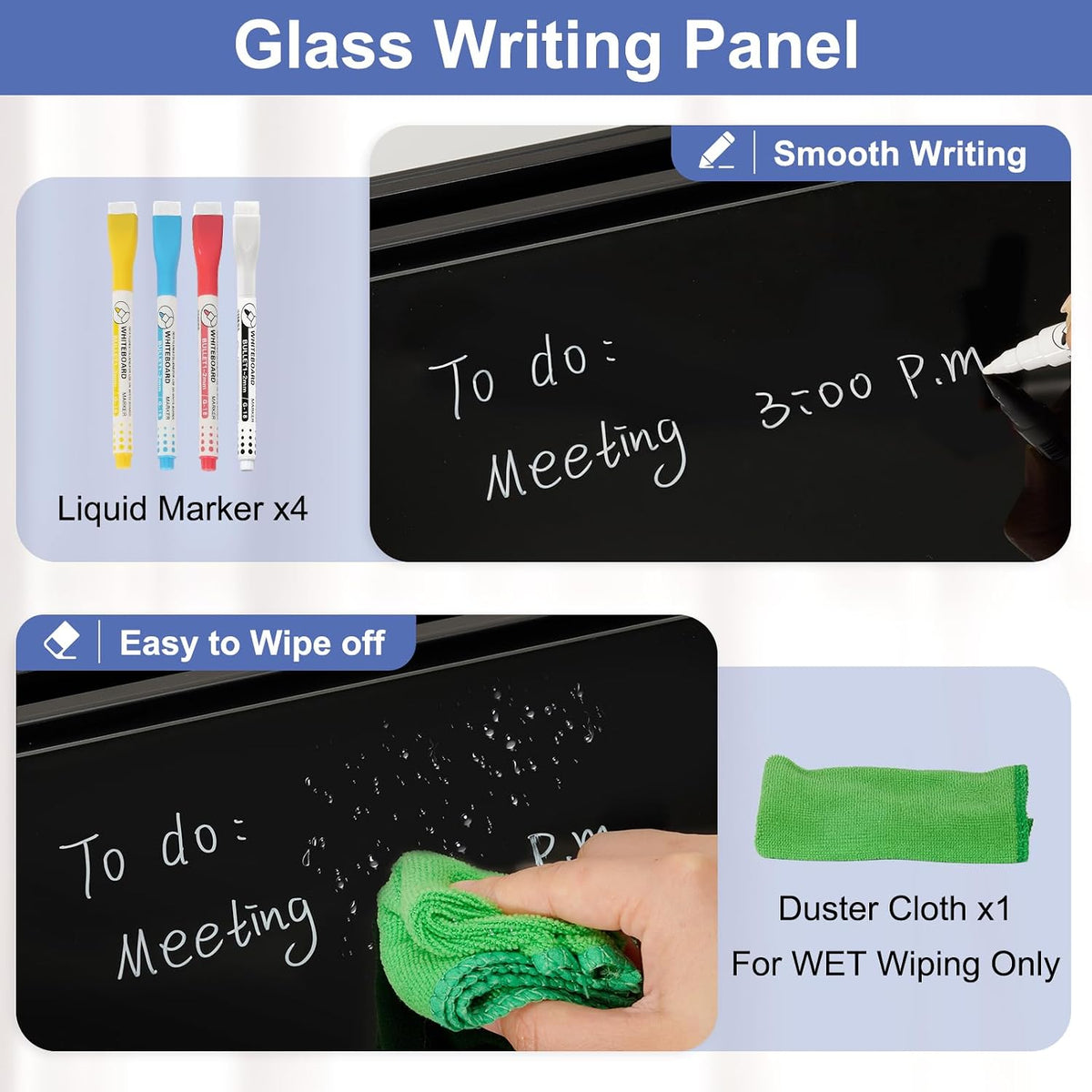 Glass Desk Whiteboard Small Dry Erase Board, White