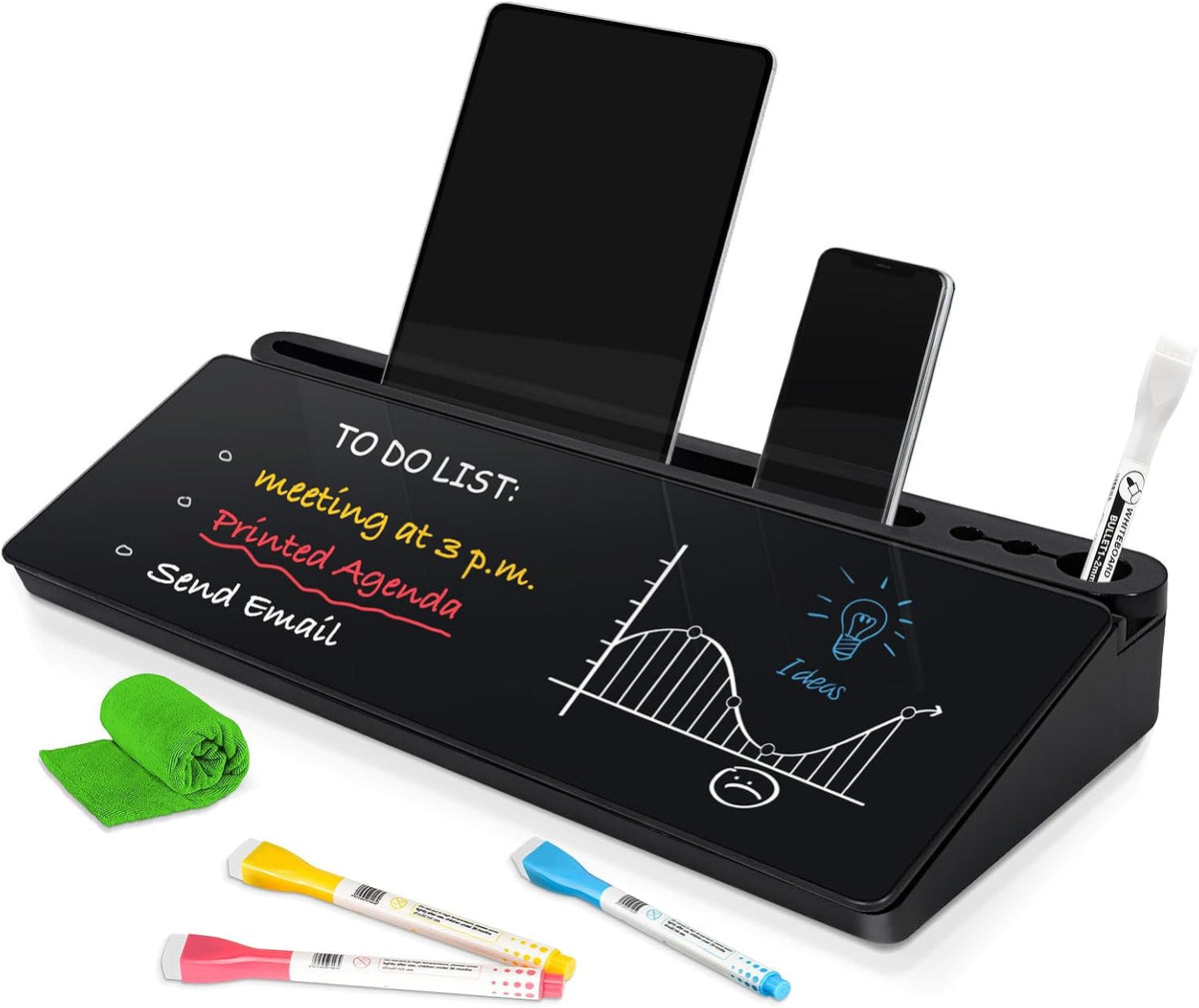 Glass Desk Whiteboard Small Dry Erase Board, White