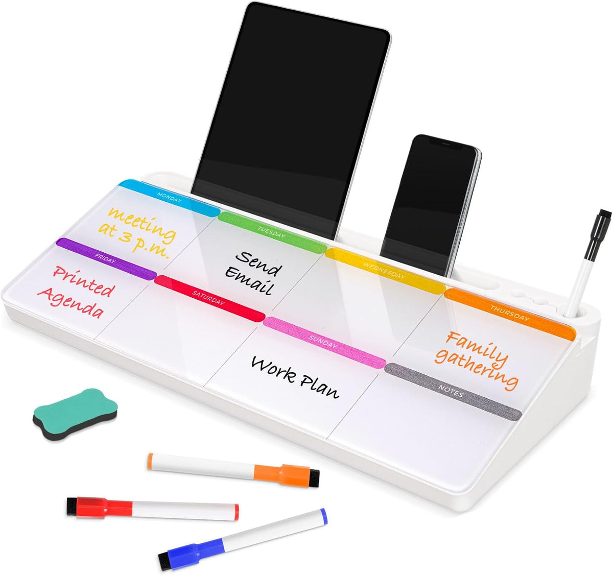 Glass Desk Whiteboard Small Dry Erase Board, White