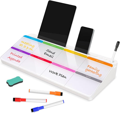 Glass Desk Whiteboard Small Dry Erase Board, White