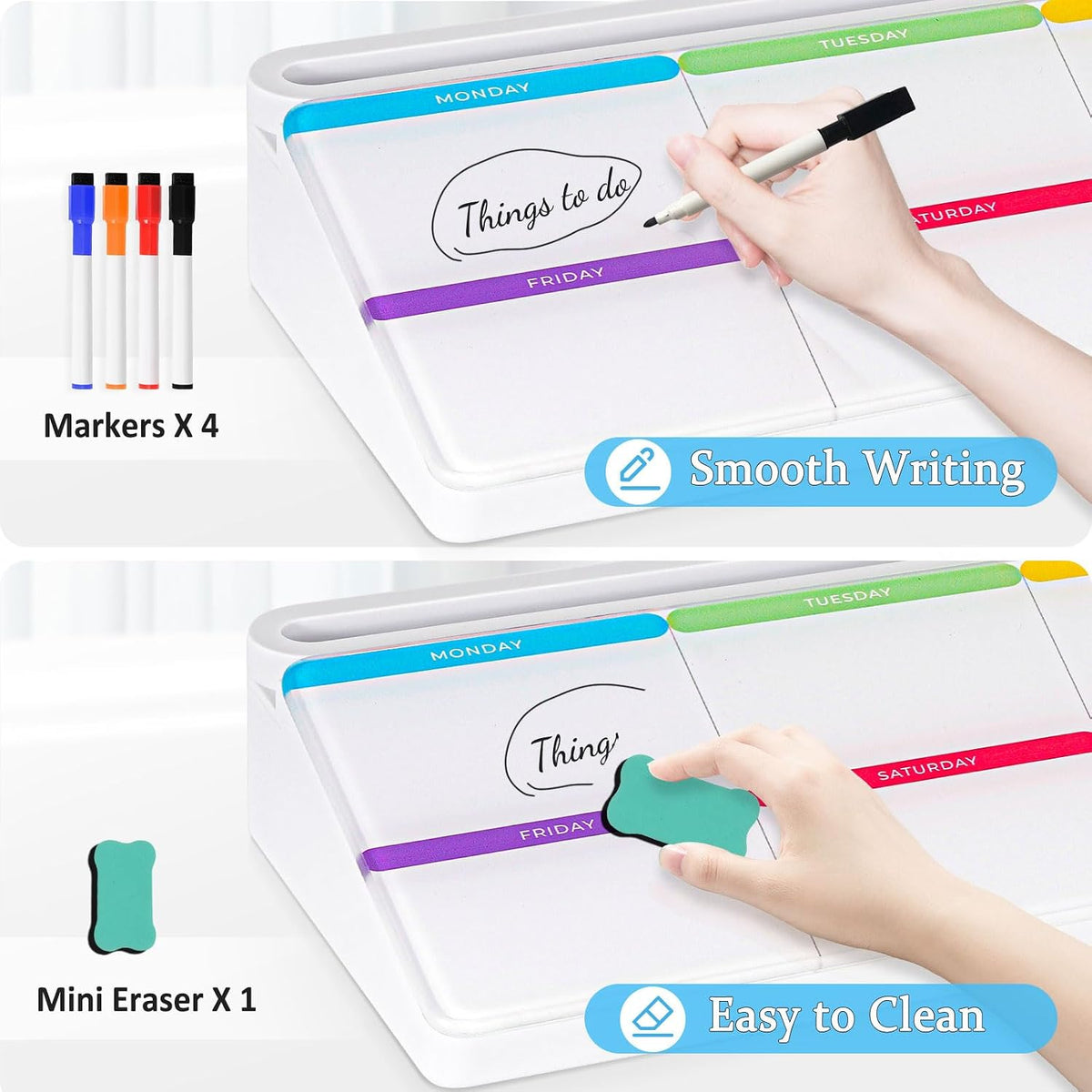 Glass Desk Whiteboard Small Dry Erase Board, White