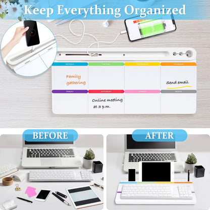 Glass Desk Whiteboard Small Dry Erase Board, White
