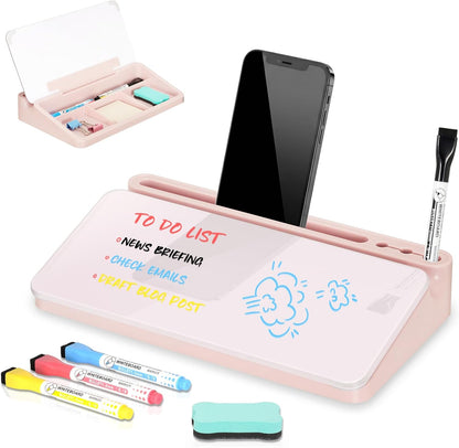 Glass Desk Whiteboard Small Dry Erase Board, White