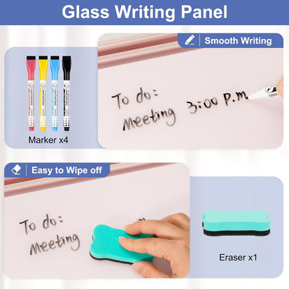 Glass Desk Whiteboard Small Dry Erase Board, White