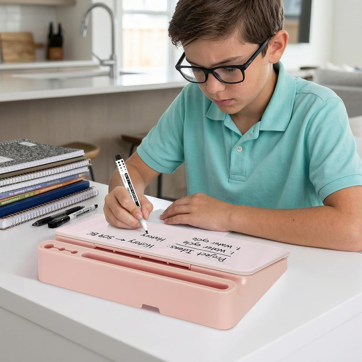 Glass Desk Whiteboard Small Dry Erase Board, White