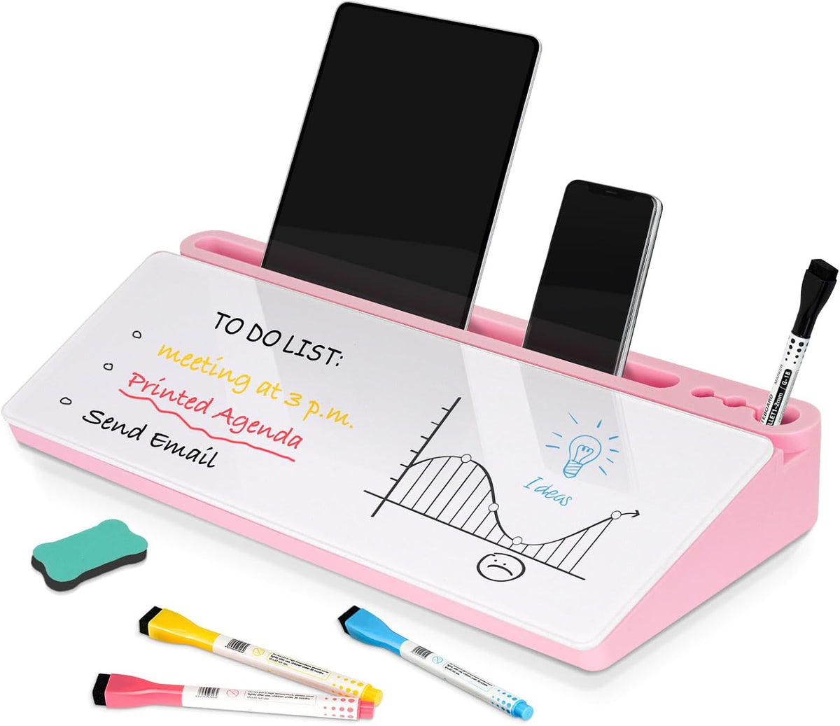 Glass Desk Whiteboard Small Dry Erase Board, White
