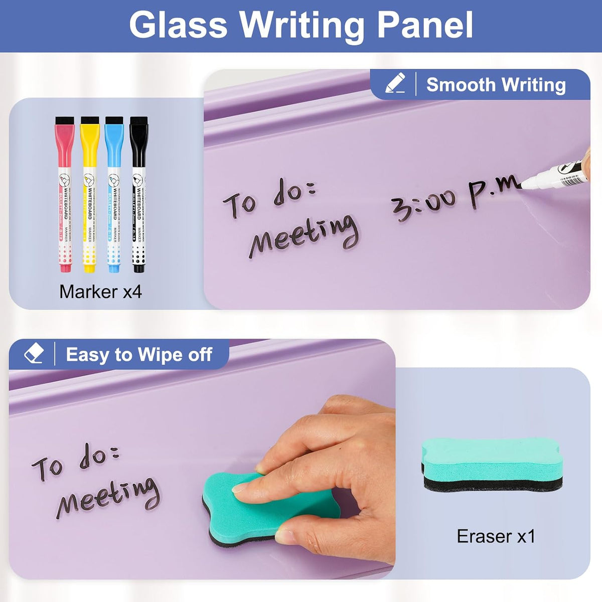 Glass Desk Whiteboard Small Dry Erase Board, White