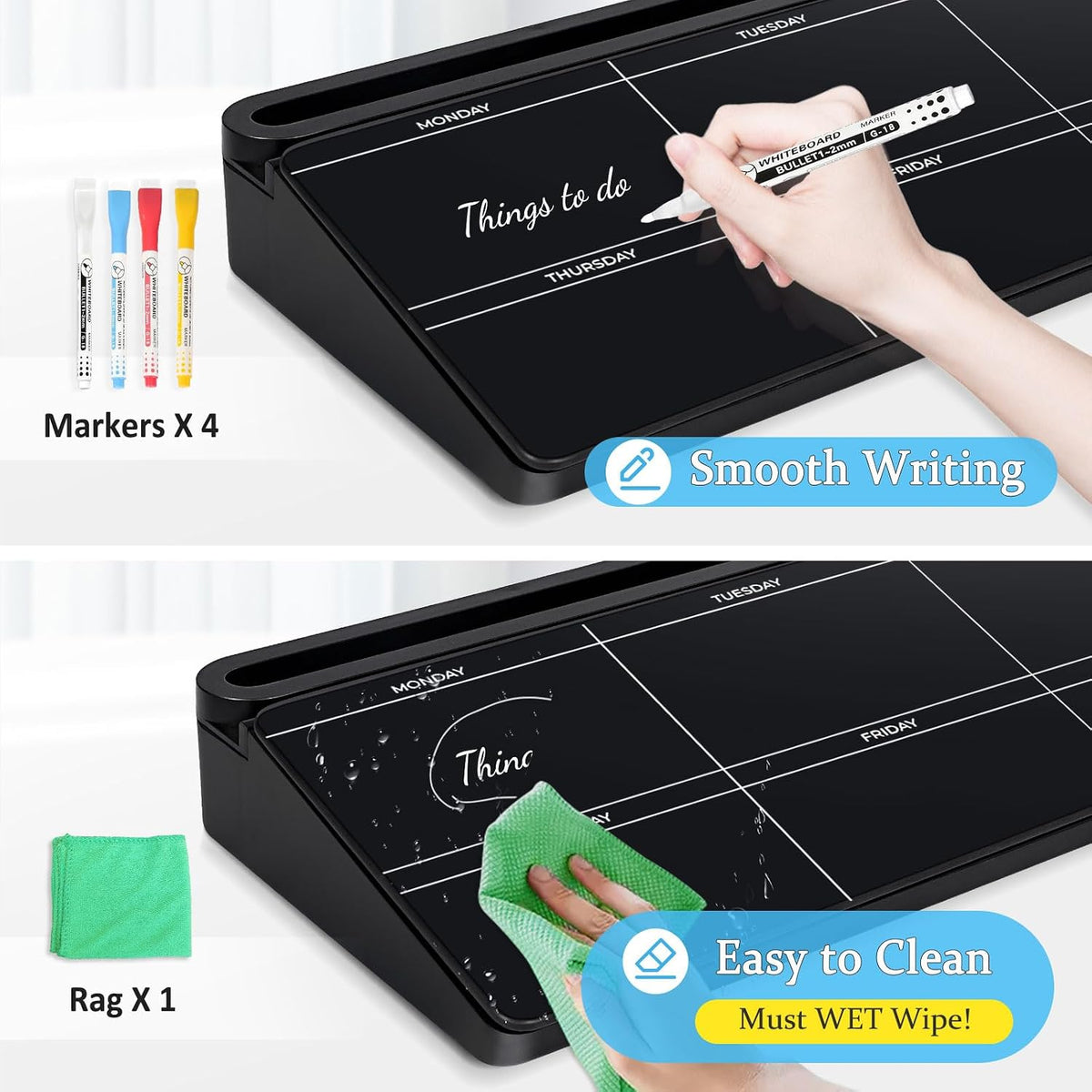 Glass Desk Whiteboard Small Dry Erase Board, White