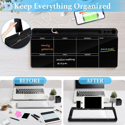 Glass Desk Whiteboard Small Dry Erase Board, White