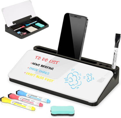 Glass Desk Whiteboard Small Dry Erase Board, White