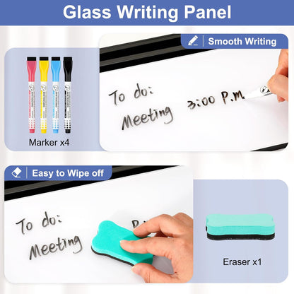 Glass Desk Whiteboard Small Dry Erase Board, White