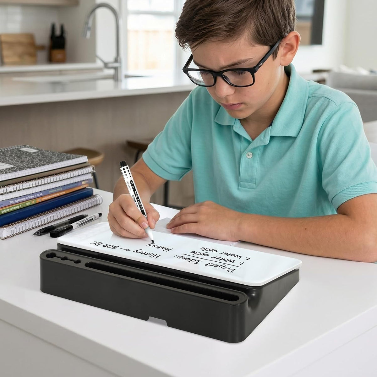 Glass Desk Whiteboard Small Dry Erase Board, White