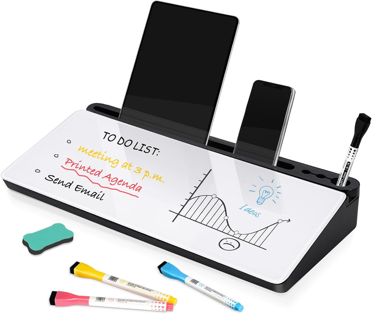 Glass Desk Whiteboard Small Dry Erase Board, White