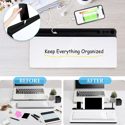 Glass Desk Whiteboard Small Dry Erase Board, White