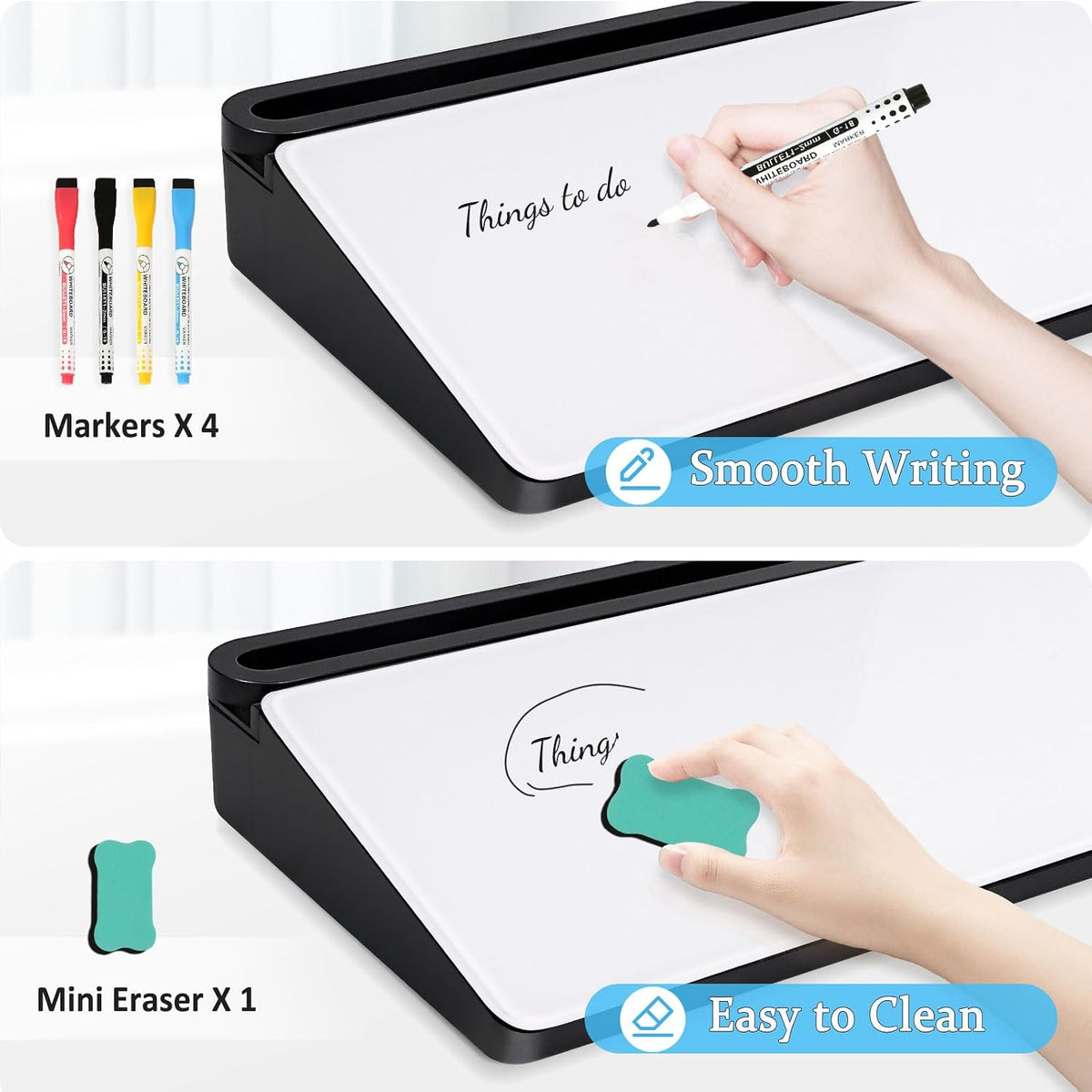 Glass Desk Whiteboard Small Dry Erase Board, White
