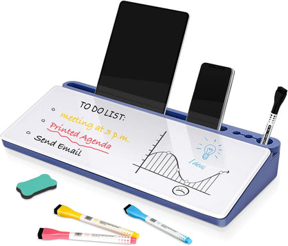 Glass Desk Whiteboard Small Dry Erase Board, White