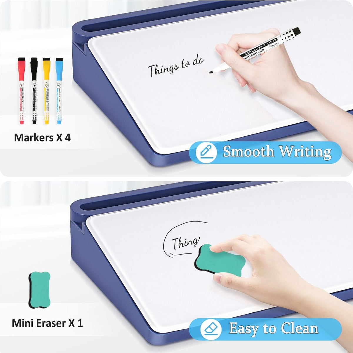 Glass Desk Whiteboard Small Dry Erase Board, White