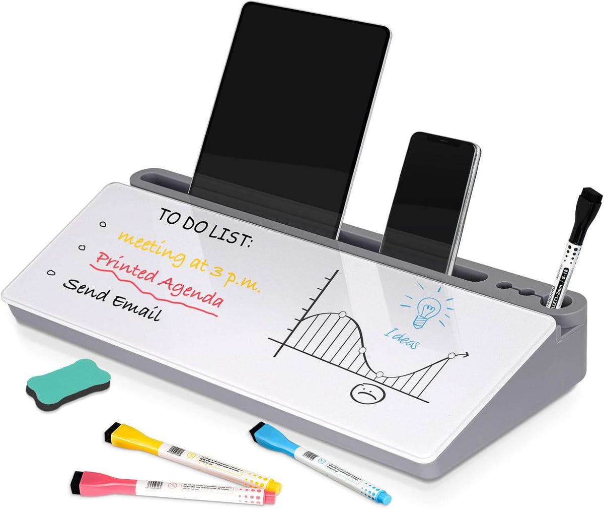 Glass Desk Whiteboard Small Dry Erase Board, White