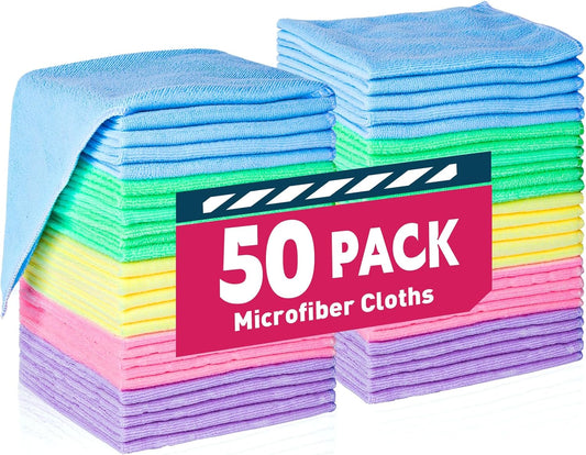 Microfiber Cleaning Cloths-50 Pack, Microfiber Towels Bulk