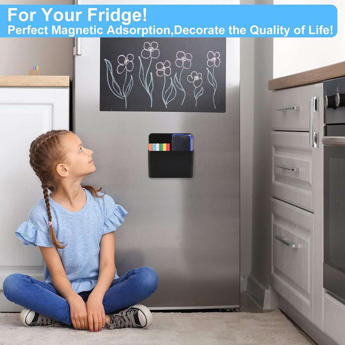 Magnetic Pen Holder,2 Pack Magnetic Dry Erase Marker Holder with Generous Compartments,Strong Magnet Storage Marker Pen Pencil Organizer for Refrigerator,Whiteboard,Locker Accessories