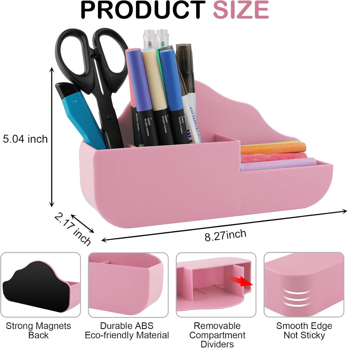 Magnetic Pen Holder,2 Pack Magnetic Dry Erase Marker Holder with Generous Compartments,Strong Magnet Storage Marker Pen Pencil Organizer for Refrigerator,Whiteboard,Locker Accessories