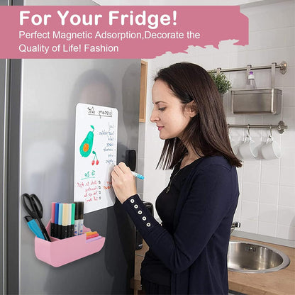 Magnetic Pen Holder,2 Pack Magnetic Dry Erase Marker Holder with Generous Compartments,Strong Magnet Storage Marker Pen Pencil Organizer for Refrigerator,Whiteboard,Locker Accessories
