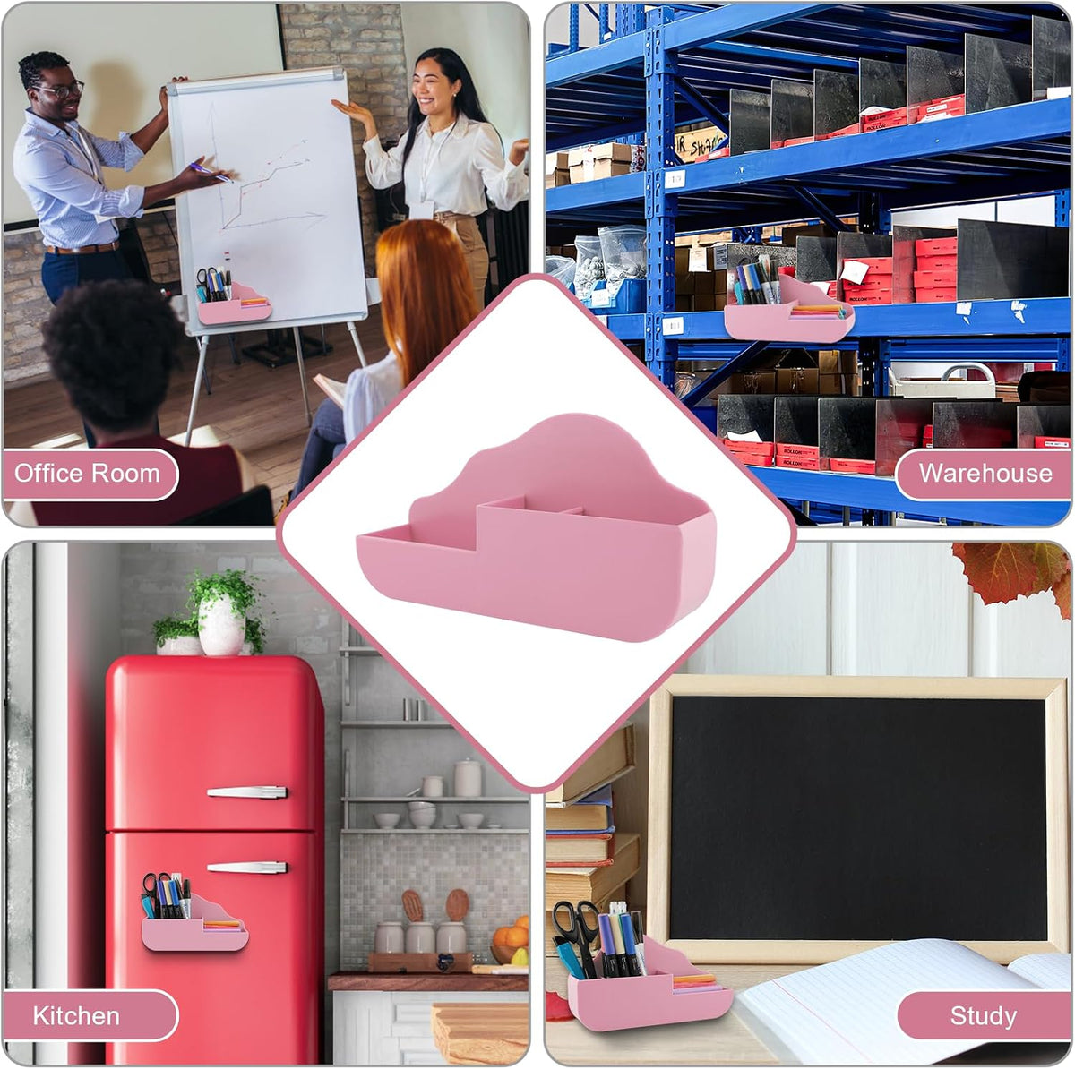 Magnetic Pen Holder,2 Pack Magnetic Dry Erase Marker Holder with Generous Compartments,Strong Magnet Storage Marker Pen Pencil Organizer for Refrigerator,Whiteboard,Locker Accessories