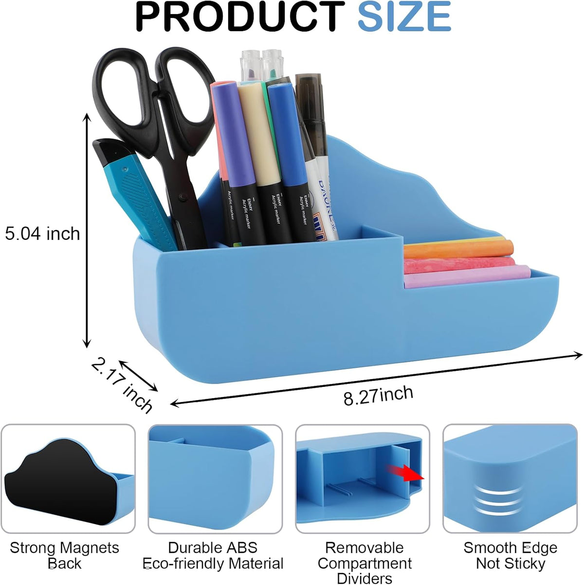Magnetic Pen Holder,2 Pack Magnetic Dry Erase Marker Holder with Generous Compartments,Strong Magnet Storage Marker Pen Pencil Organizer for Refrigerator,Whiteboard,Locker Accessories