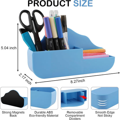 Magnetic Pen Holder,2 Pack Magnetic Dry Erase Marker Holder with Generous Compartments,Strong Magnet Storage Marker Pen Pencil Organizer for Refrigerator,Whiteboard,Locker Accessories