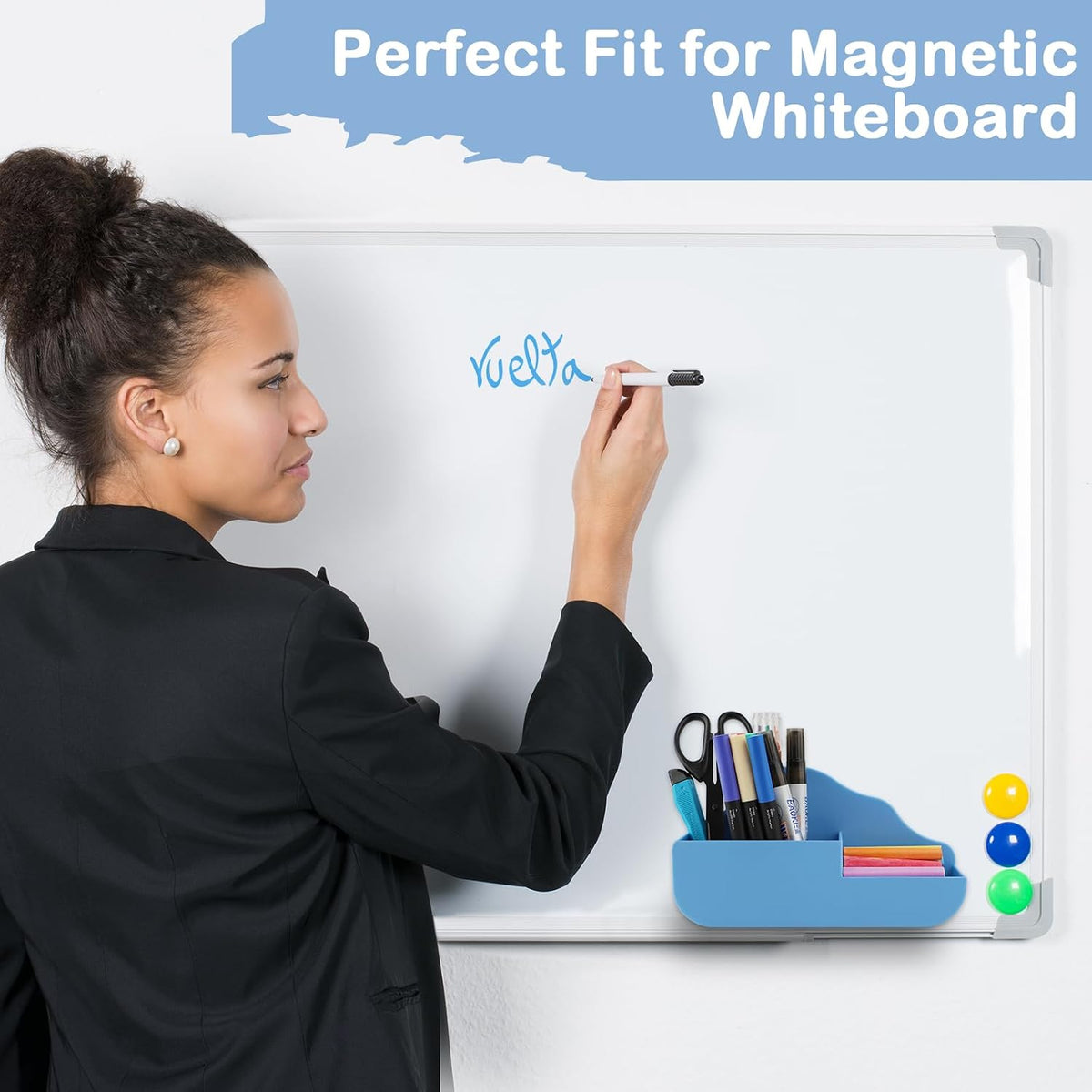 Magnetic Pen Holder,2 Pack Magnetic Dry Erase Marker Holder with Generous Compartments,Strong Magnet Storage Marker Pen Pencil Organizer for Refrigerator,Whiteboard,Locker Accessories