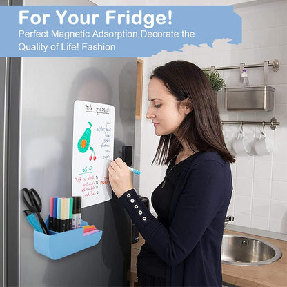 Magnetic Pen Holder,2 Pack Magnetic Dry Erase Marker Holder with Generous Compartments,Strong Magnet Storage Marker Pen Pencil Organizer for Refrigerator,Whiteboard,Locker Accessories