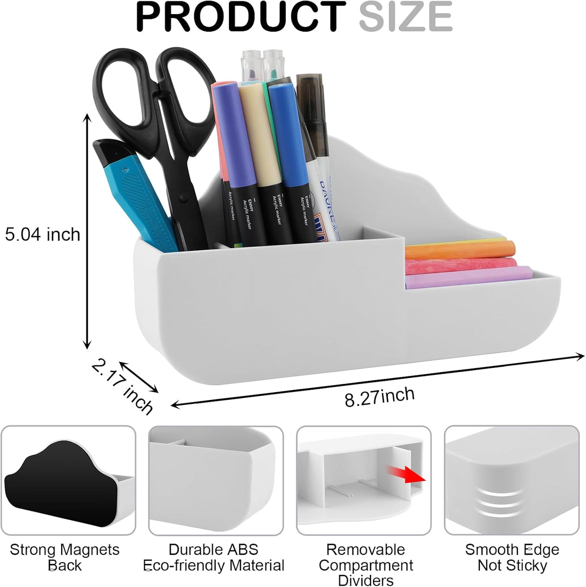 Magnetic Pen Holder,2 Pack Magnetic Dry Erase Marker Holder with Generous Compartments,Strong Magnet Storage Marker Pen Pencil Organizer for Refrigerator,Whiteboard,Locker Accessories