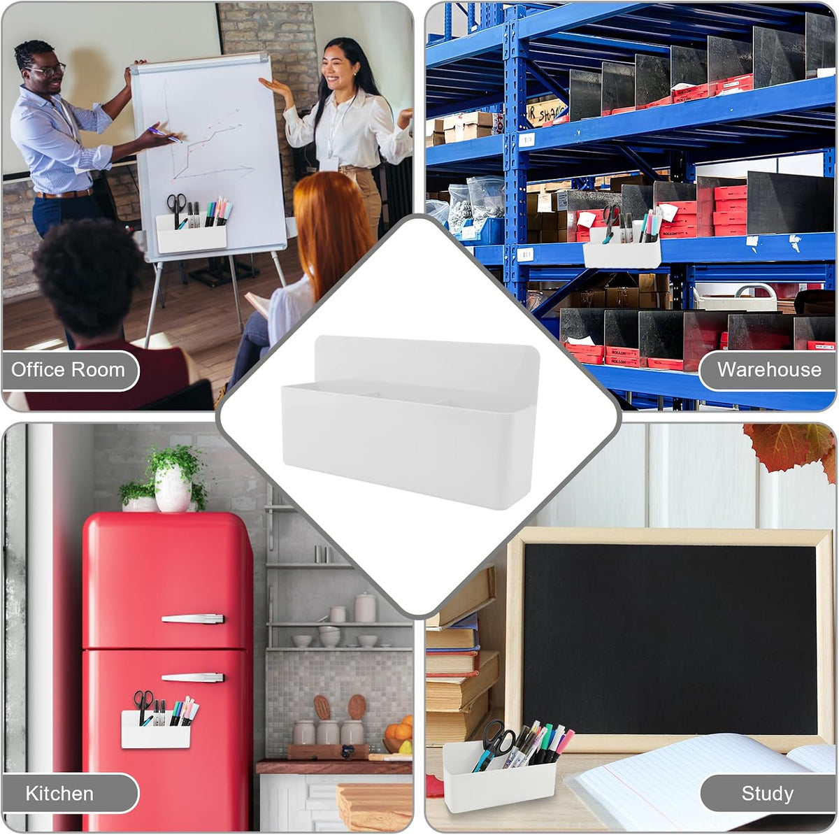 Magnetic Pen Holder,2 Pack Magnetic Dry Erase Marker Holder with Generous Compartments,Strong Magnet Storage Marker Pen Pencil Organizer for Refrigerator,Whiteboard,Locker Accessories