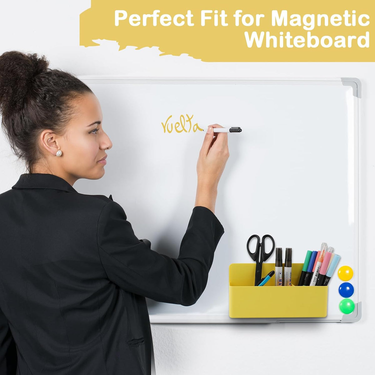 Magnetic Pen Holder,2 Pack Magnetic Dry Erase Marker Holder with Generous Compartments,Strong Magnet Storage Marker Pen Pencil Organizer for Refrigerator,Whiteboard,Locker Accessories