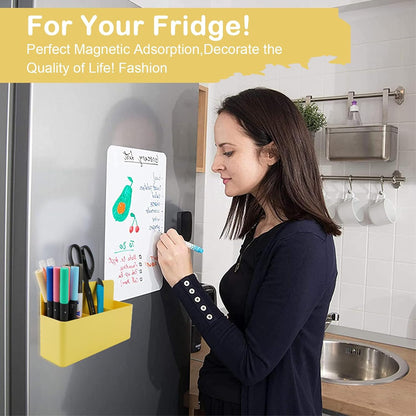 Magnetic Pen Holder,2 Pack Magnetic Dry Erase Marker Holder with Generous Compartments,Strong Magnet Storage Marker Pen Pencil Organizer for Refrigerator,Whiteboard,Locker Accessories