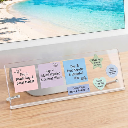 Monitor Memo Board Holder 14"x5", Office Organization Memo Holders for Computer Sticky Note Holder, Space-Saving Under Monitor, Movable & Reusable, Screen Saver for Office & Home Desktop Decor