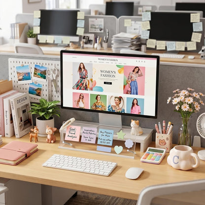 Monitor Memo Board Holder 14"x5", Office Organization Memo Holders for Computer Sticky Note Holder, Space-Saving Under Monitor, Movable & Reusable, Screen Saver for Office & Home Desktop Decor