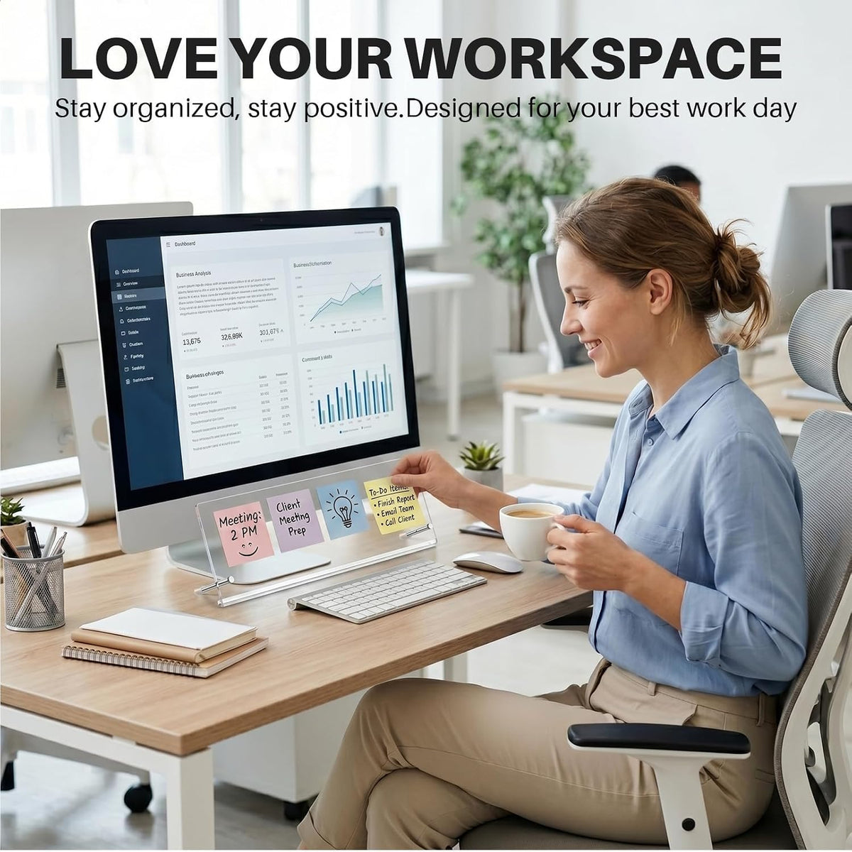Monitor Memo Board Holder 14"x5", Office Organization Memo Holders for Computer Sticky Note Holder, Space-Saving Under Monitor, Movable & Reusable, Screen Saver for Office & Home Desktop Decor