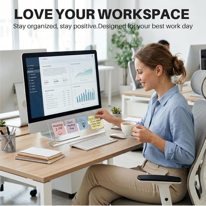 Monitor Memo Board Holder 14"x5", Office Organization Memo Holders for Computer Sticky Note Holder, Space-Saving Under Monitor, Movable & Reusable, Screen Saver for Office & Home Desktop Decor