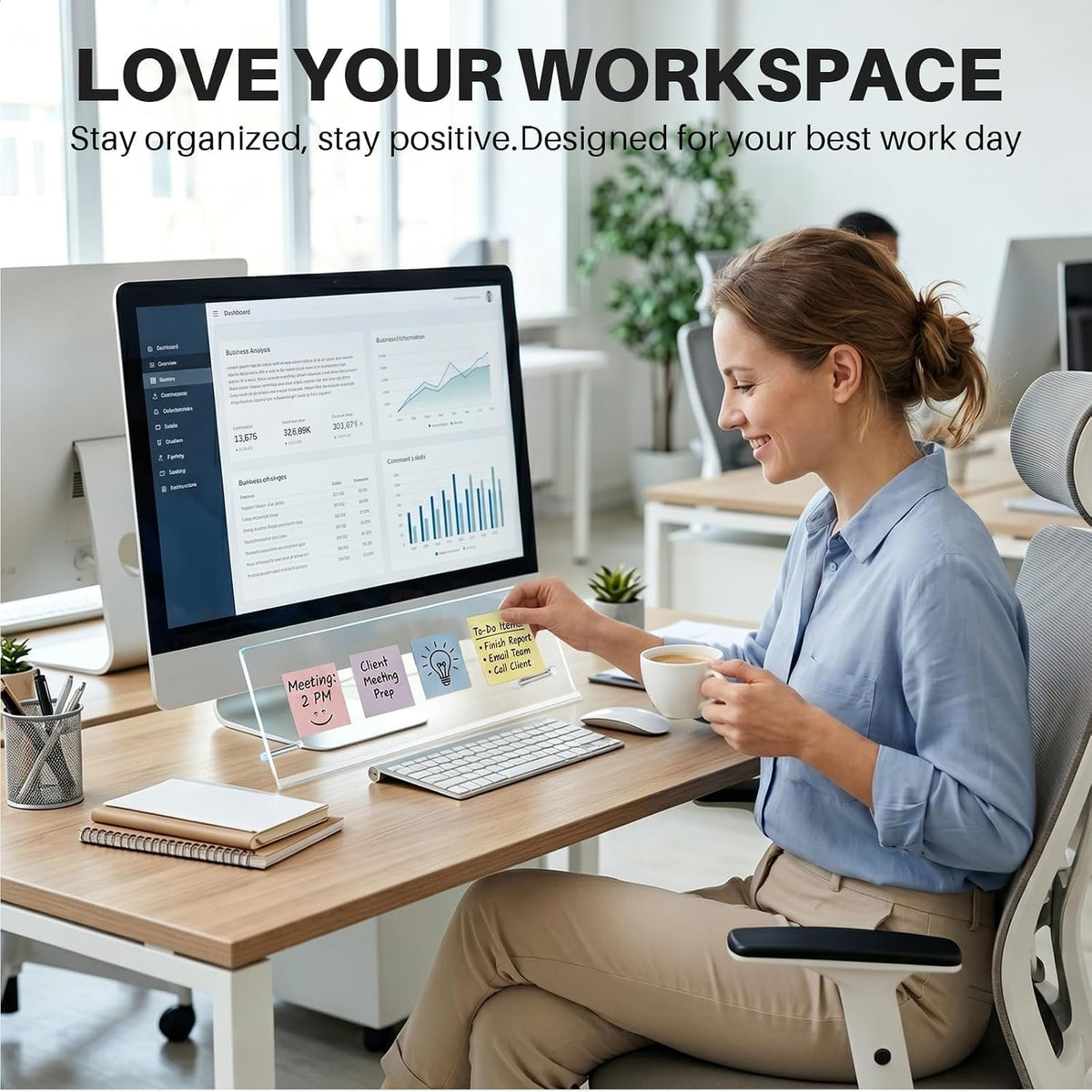 Monitor Memo Board Holder 14"x5", Office Organization Memo Holders for Computer Sticky Note Holder, Space-Saving Under Monitor, Movable & Reusable, Screen Saver for Office & Home Desktop Decor