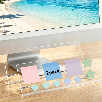 Monitor Memo Board Holder 14"x5", Office Organization Memo Holders for Computer Sticky Note Holder, Space-Saving Under Monitor, Movable & Reusable, Screen Saver for Office & Home Desktop Decor